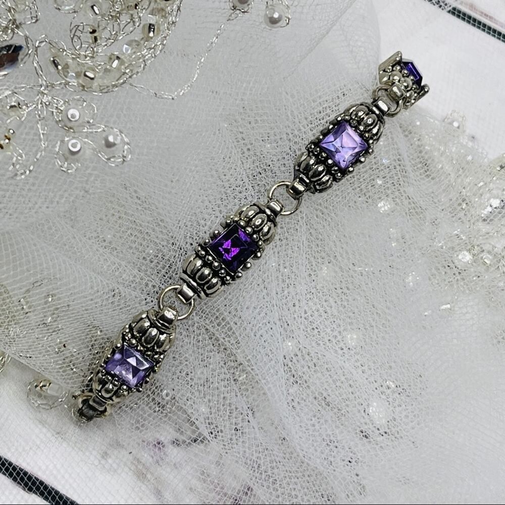 Bracelet purple silver color well made heavy